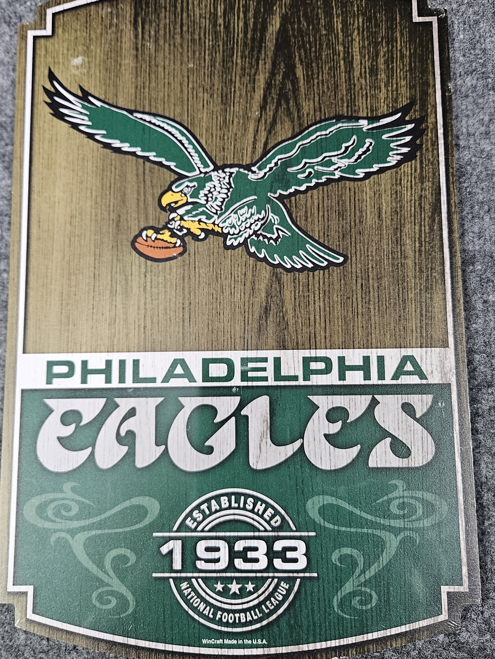 WinCraft Philadelphia Eagles Wood Plank Sign Green & Brown